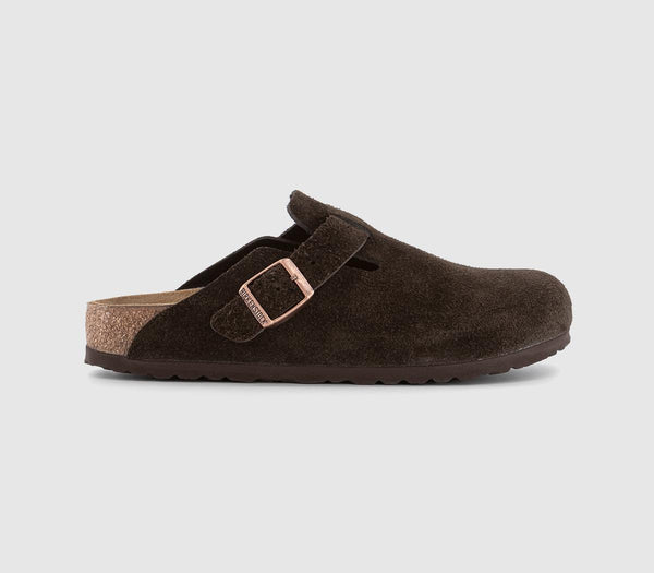 Mens Birkenstock Boston Clogs Suede Mocca