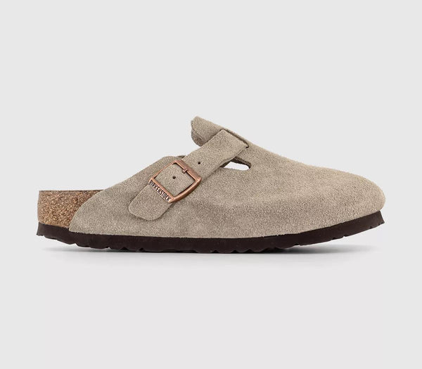 Mens Birkenstock Boston Clogs Suede Taupe