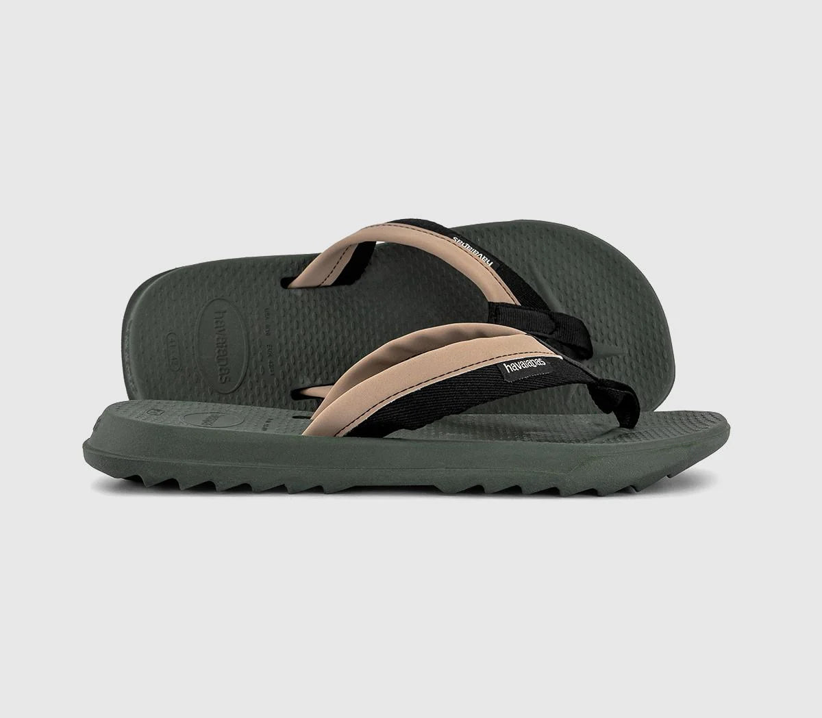 Mens Havaianas Track Plus Flip Flops Green Olive UK Size 8