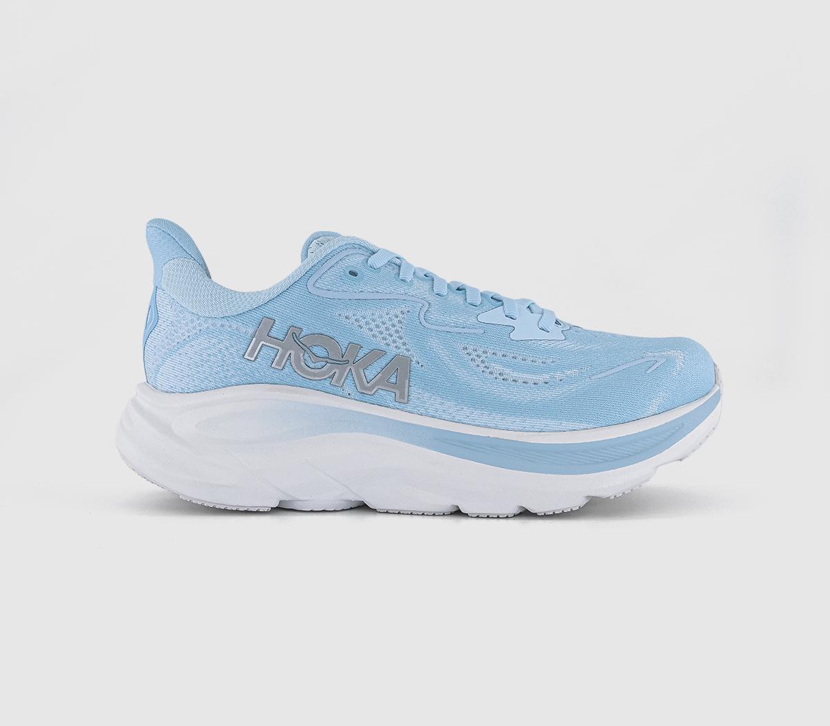 HOKA Clifton 10 Trainers Glacier Blue Silver F UK Size 4.5