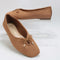 Womens OFFICE Freya Bow Ballerina Flats Tan Faux Suede UK Size 5