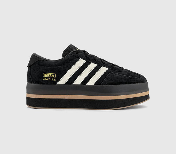 adidas Gazelle Stack Trainers Core Black Cream White Gum UK Size 6
