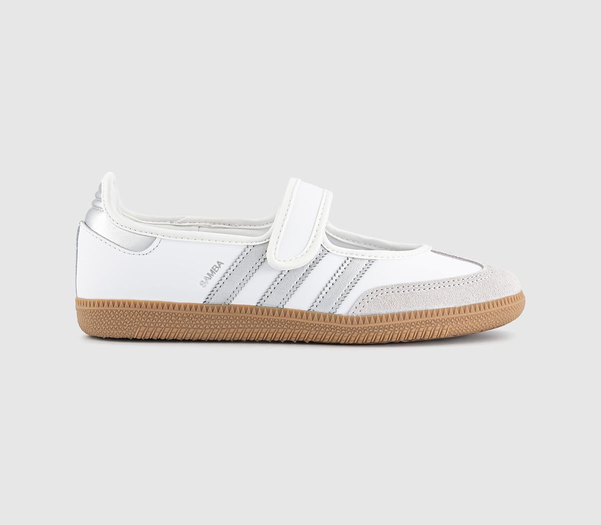 adidas Samba Jane Ballet Trainers White Silver Metallic Gum UK Size 4.5