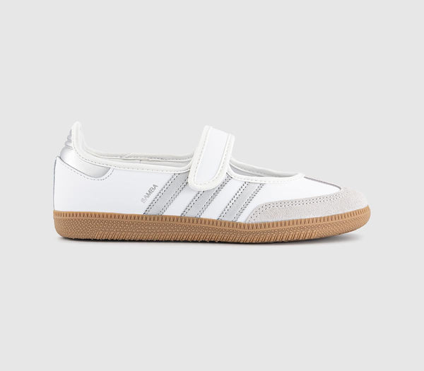 adidas Samba Jane Ballet Trainers White Silver Metallic Gum UK Size 4.5