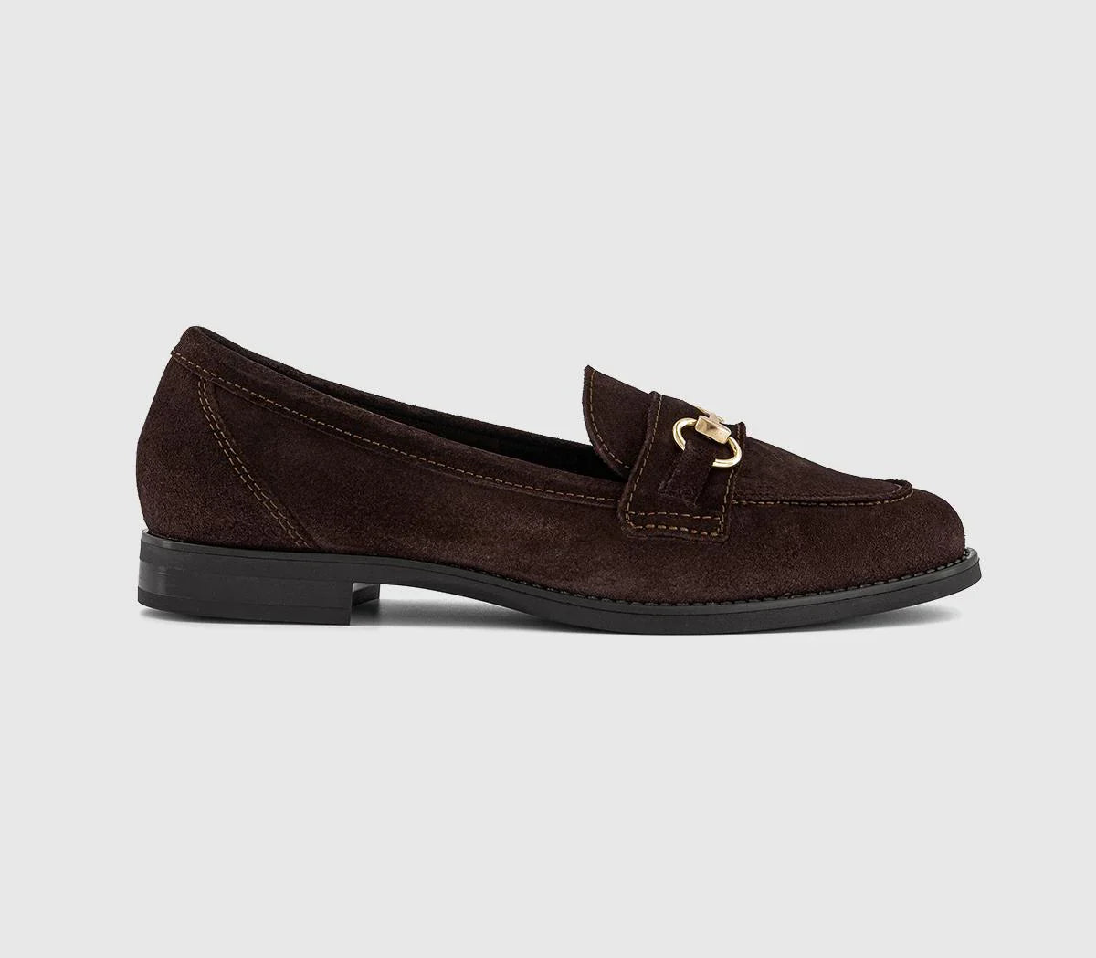 Womens OFFICE Fountain Snaffle Trim Loafers Brown Suede UK Size 4