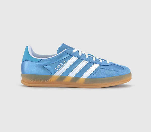 adidas Gazelle Indoor Trainers Bliss Blue White Metallic UK Size 5