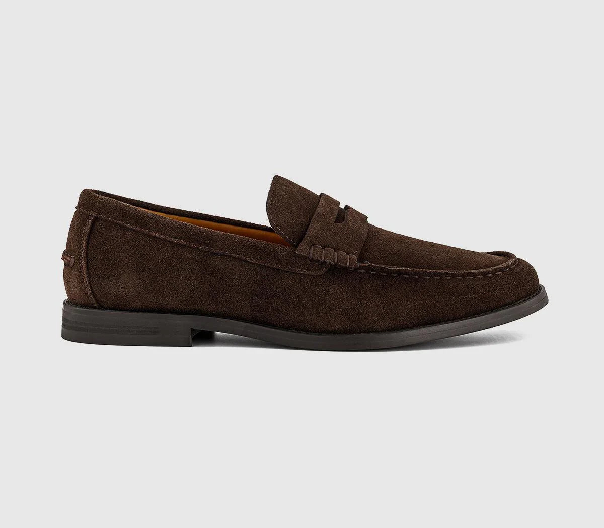 Mens OFFICE Marcel Round Toe Penny Loafers Brown Suede UK Size 11