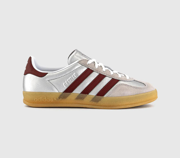 Odd sizes - adidas Gazelle Indoor Trainers Silver Metallic Shadow Red Gum UK Sizes Right 6/Left 5.5