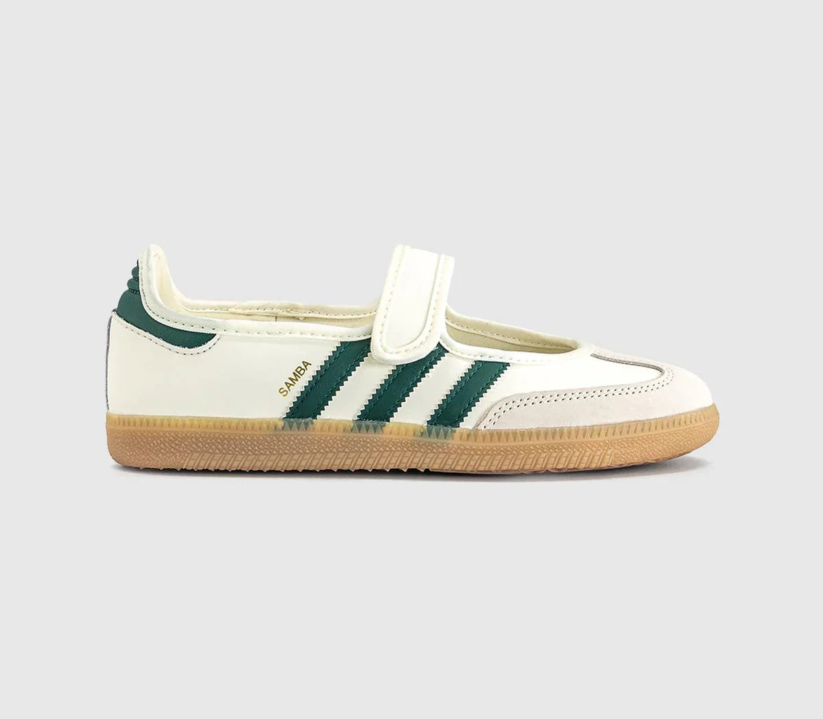adidas Samba Jane Ballet Trainers Offwhite Collegiate Green Gold Metallic UK Size 6