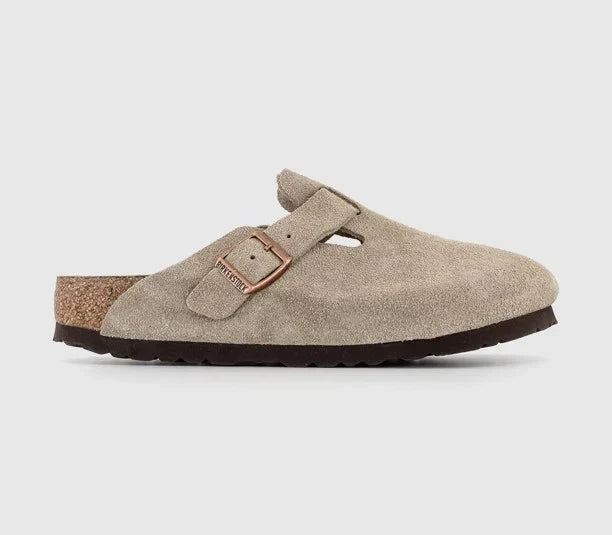Womens BIRKENSTOCK Boston Clog Taupe Suede UK Size 5 EU38