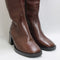 Womens OFFICE Karamel Knee High Block Heel Boots Brown Leather UK Size 5