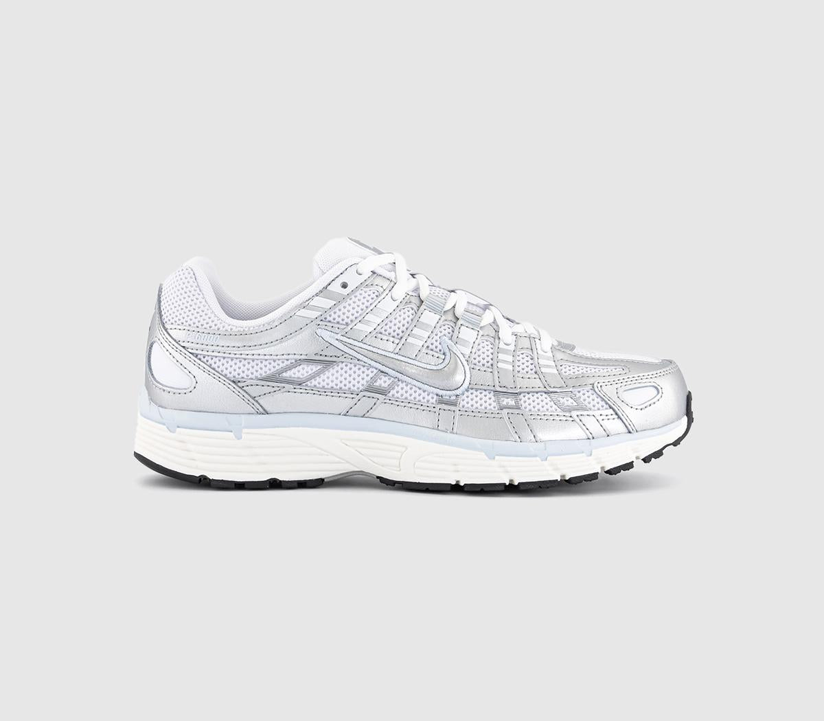 Nike P-6000 Trainers White Metallic Silver Blue Tint Sail UK Size 3