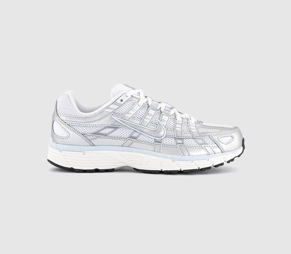 Nike P-6000 Trainers White Metallic Silver Blue Tint Sail UK Size 3