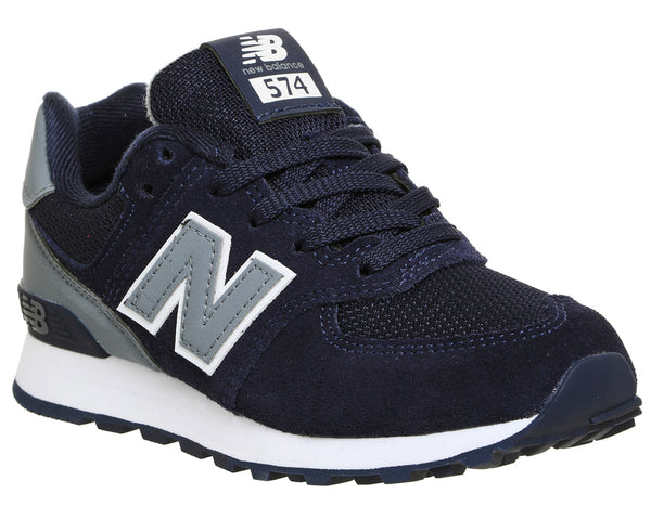 Kids New Balance 574 Trainers Lace 102 Navy Grey