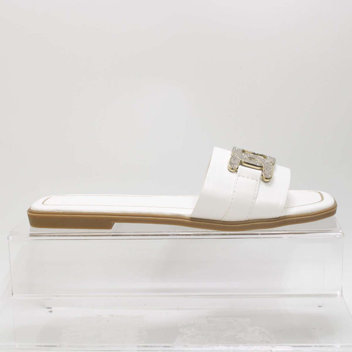 Womens OFFICE Sliders White Diamante UK Size 3