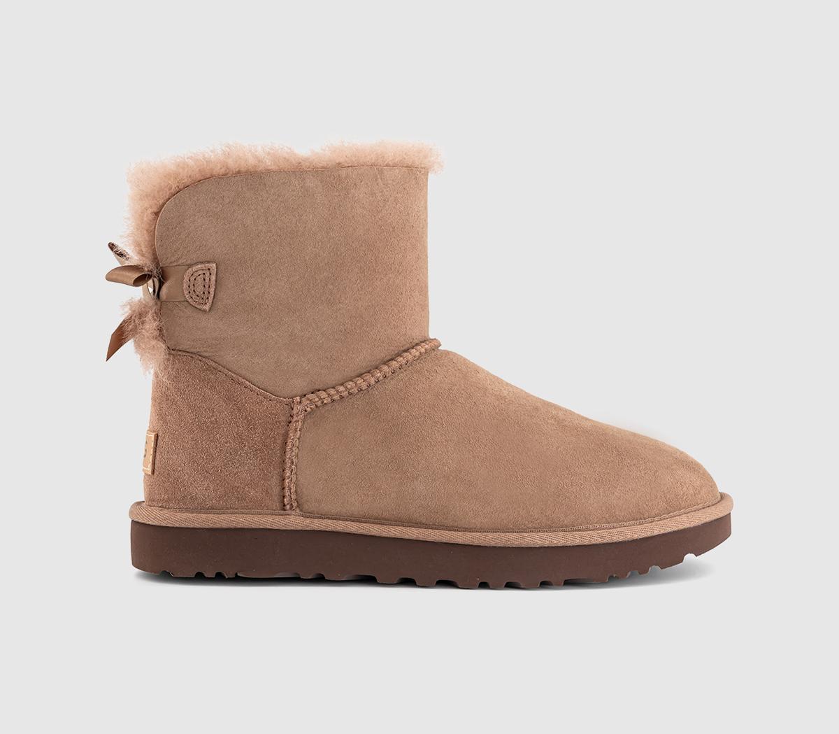 Womens UGG Mini Bailey Bow Boots Rocky Oak UK Size 8