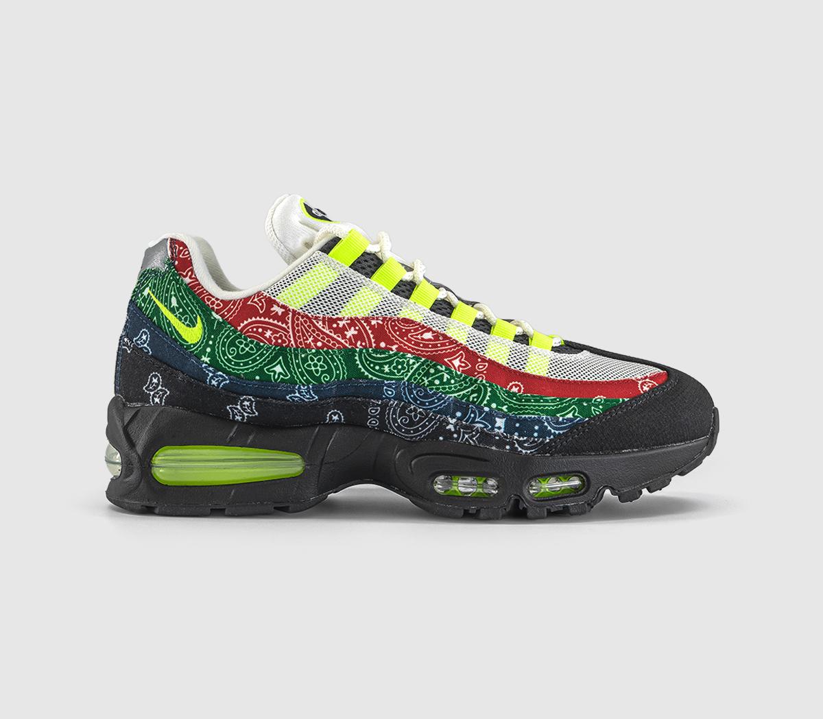 Nike Air Max 95 Trainers Sail Volt Univ Red Sport Green Black Midnight Navy UK Size 8