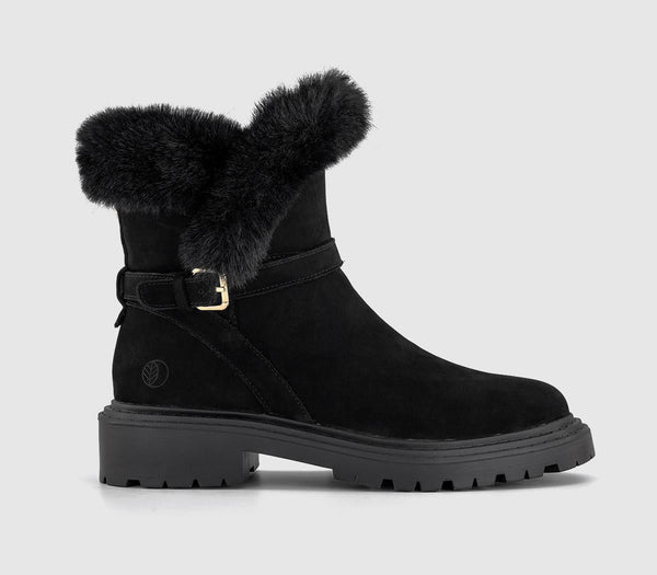 Womens EARTHADDICT Akka Fur Cuff Ankle Boots Black UK Size 6