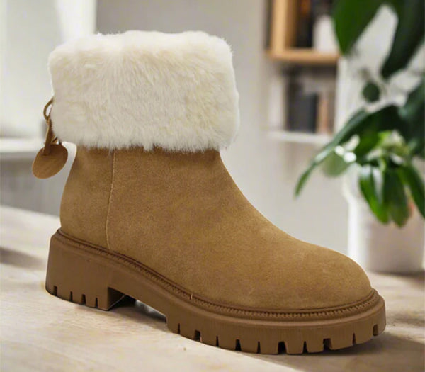 Womens Earthaddict Apres Fur Ankle Boot Tan