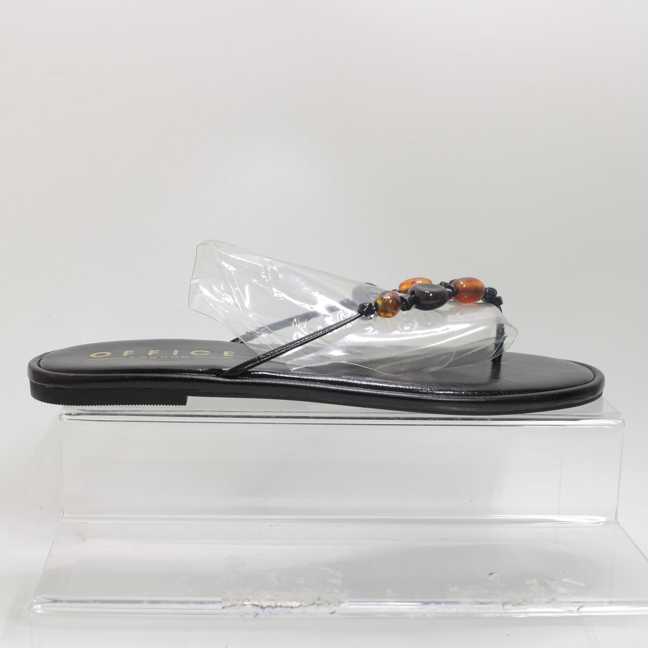 Womens OFFICE Sl Soleil Beaded Toe Post Sandals Black