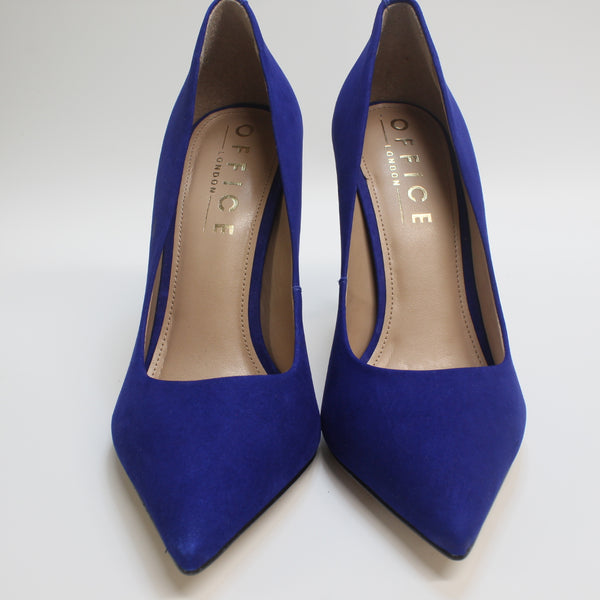 Womens Office Hadley Pointed Toe Court Heels Blue Nubuck Uk Size 5