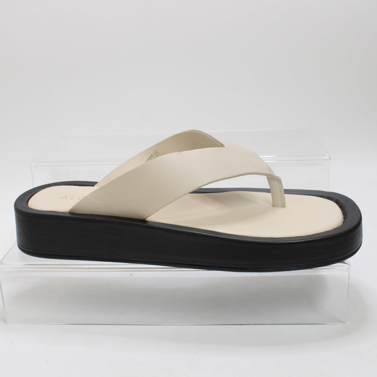 Womens ALOHAS Overcast Leather Toe Post Sandals Ivory UK Size 4