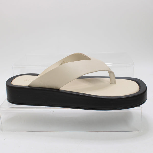 Womens ALOHAS Overcast Leather Toe Post Sandals Ivory UK Size 4