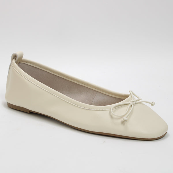 Womens Office Formentera Bow Ballet Flats Off White Leather
