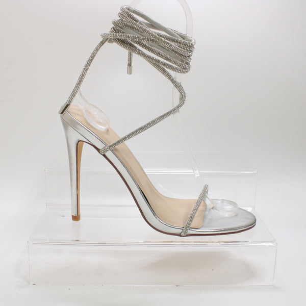 Womens Garner1 Truffle Collection Silver PU Heels - UK Size 7