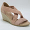 Womens Office Wide Fit: Maiden Cross Strap Wedges Nude Suede