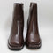 Womens Office Apply Covered Platform Block Heel Ankle Boots Brown Leather