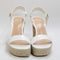 Womens Office Heated Cork Wedge Espadrille White