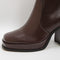 Womens Office Apply Covered Platform Block Heel Ankle Boots Brown Leather