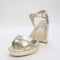 Womens OFFICE Honor Cross Over Platform Block Heel Sandals Gold UK Size 6