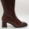 Womens Office Kleo Block Heel Knee High Boots Choc Leather