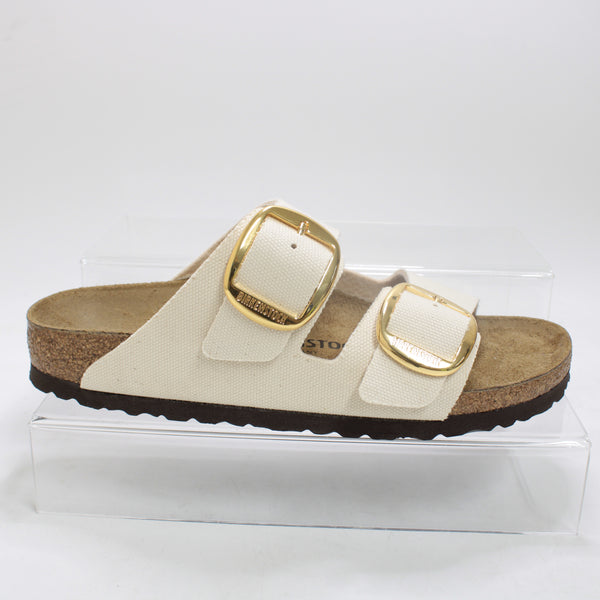 Womens BIRKENSTOCK Arizona Two Strap Big Buckle Cream Canvas Sandals - UK Size 5.5 EU 39
