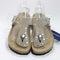 Womens BIRKENSTOCK Toe Thong Footbed Sandals Taupe Rivet