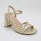 Womens Office Wide Fit: Moonstone Two Part Block Heels Gold Textile