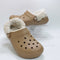 Womens Crocs Classic Fleece Lined Clogs Sepia