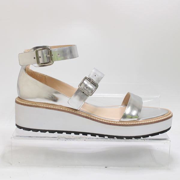 Womens Loeffler Randall Inc Pia Wedge Sandal Silver Mirror Leather