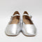 Womens Office Frill  Mary Jane Ballet Flats Silver