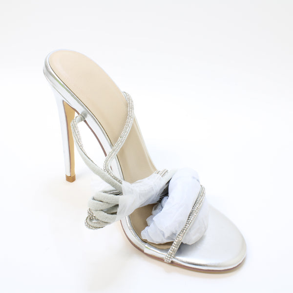 Womens Garner1 Truffle Collection Silver PU Heels - UK Size 8