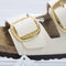 Womens BIRKENSTOCK Arizona Two Strap Big Buckle Cream Canvas Sandals - UK Size 5.5 EU 39