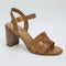Womens Office Maddie Leather Stack Heels Tan Leather
