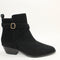 Womens Office Arcade Strap Detail Pointed Toe Ankle Boots Black Suede Uk Size 8