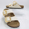 Womens BIRKENSTOCK Arizona Two Strap Big Buckle Cream Canvas Sandals - UK Size 5.5 EU 39