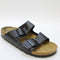 Womens Birkenstock Arizona Two Strap Sandals Black Natural Leather Uk Size 5.5