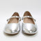 Womens Office Flower Mary Jane Ballerinas Silver