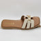 Womens Office Sorrento Gold Trim Slides Off White Leather