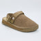 Womens Shaka Snug Hairy Suede Clogs Tan